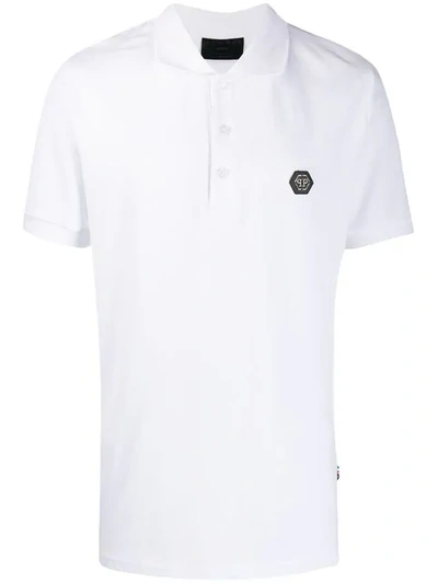 Philipp Plein Logo Plaque Polo Shirt In 01 White