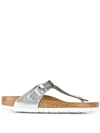 Birkenstock Gizeh Metallic Leather Sandals In Silver