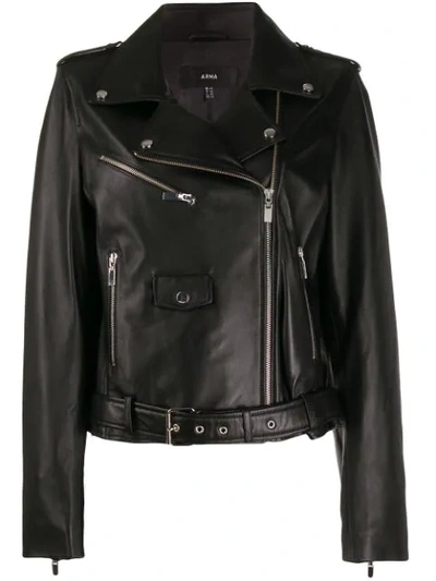 Arma Leather Biker Jacket - 黑色 In Black