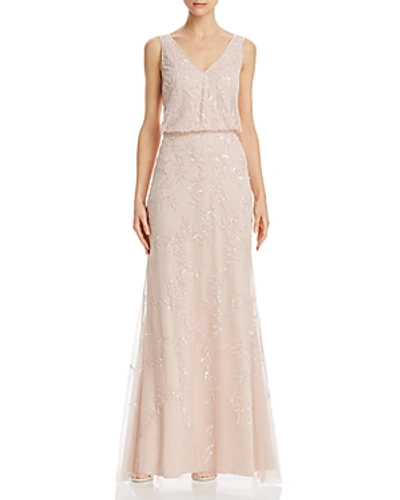 Adrianna Papell Embellished Blouson Gown In Shell