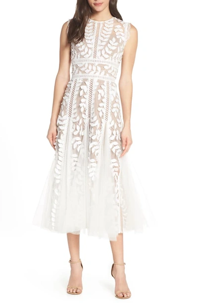 Bronx And Banco Saba Blanc Floral-appliqué Lace Midi Dress In White