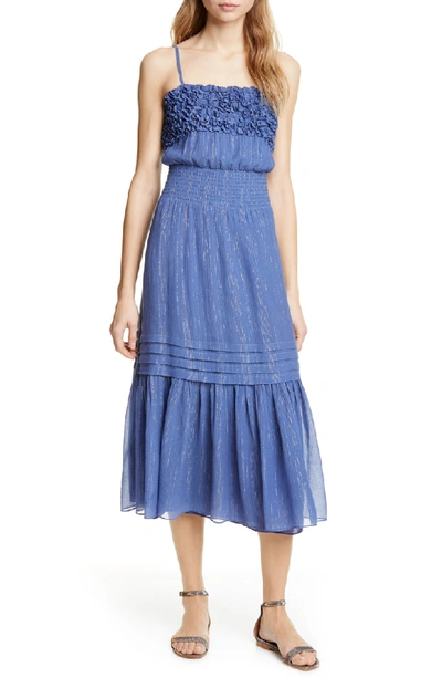 sachin and babi light blue dress Rebecca Taylor Metallic Chiffon Ruffle Dress main image 1