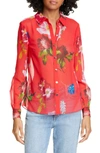 TED BAKER EEVILIN FLORAL CHIFFON BLOUSE,WMB-EEVILIN-WH9W