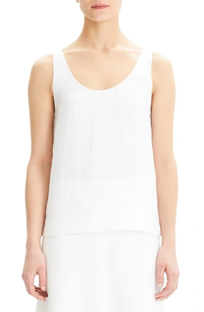 Theory Scoop-neck Herring Linen Tank Top In White