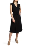 1.state Sleeveless Ruffle-trim Midi Dress In Rich Black