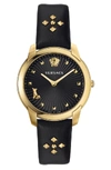 VERSACE AUDREY V LEATHER STRAP WATCH, 38MM,VELR00319