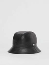 BURBERRY Logo Detail Faux Leather Bucket Hat