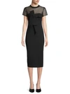 JS COLLECTIONS BOW-DETAIL ILLUSION SHEATH DRESS,0400010759024