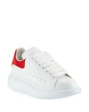 Alexander Mcqueen Suede-trimmed Leather Exaggerated-sole Sneakers In White/lust Red