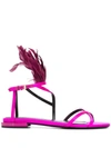Lanvin Feather-embellished Sandals In B531 Shocking Crim