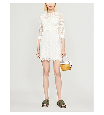 Sandro Embroidered-lace Mini Dress In Nude