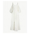 LOEWE X PAULA'S IBIZA COLD-SHOULDER LINEN-BLEND WAIST-TIE DRESS