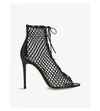 GIANVITO ROSSI HELENA FISHNET AND LEATHER ANKLE BOOTS