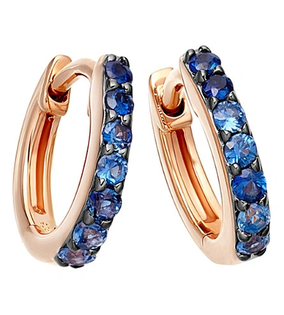 Astley Clarke Mini Halo 14ct Rose-gold Blue Sapphire Hoop Earrings