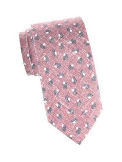 Isaia Faded Diamond Silk Tie In Pink Faded