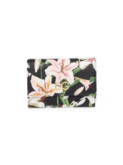 Dolce & Gabbana Lily-print Leather Flap Wallet In Multi