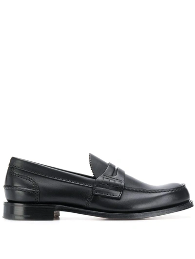 Church's Tunbridge Fume Navy Loafers In Black
