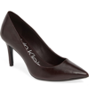 Calvin Klein 'gayle' Pointy Toe Pump In Eggplant Leather