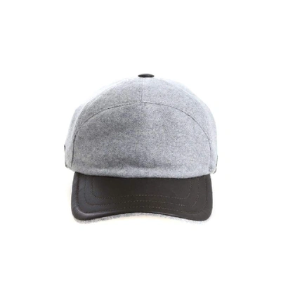 Fedeli Grey Cap With Leather Details