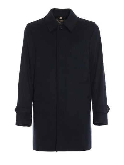 Burberry Moorgate Navy Wool Cashmere Car Coat In Blue