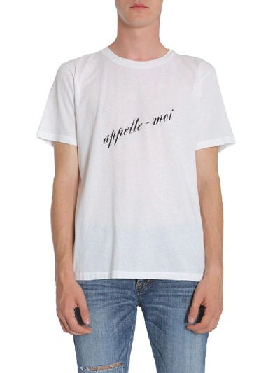 Saint Laurent Men's White Cotton T-shirt