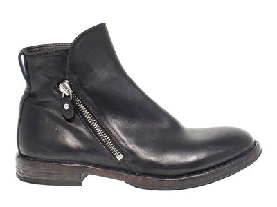 Moma Mens Black Leather Ankle Boots