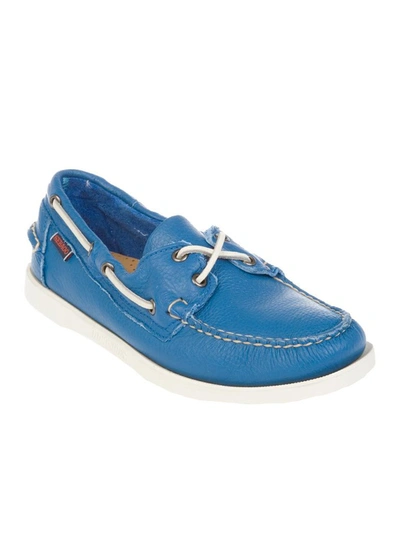 Sebago Mens Light Blue Leather Loafers