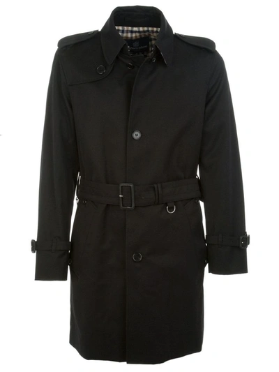 Aquascutum Men's  Black Polyester Coat