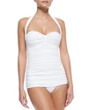 Norma Kamali Bill Mio Ruched One Piece Swimsuit, White In White