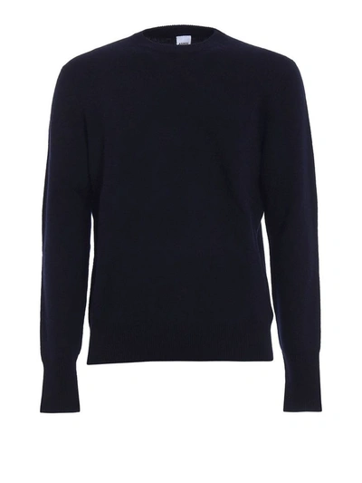 Aspesi Wool Sweater With Elbow Patches In Blue