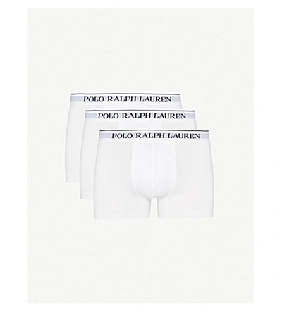 Ralph Lauren Polo  Mens White Logo Waistband Classic-fit Stretch-cotton Trunks Pack Of Three