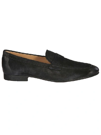 Tod's Suede Penny Loafers In Black