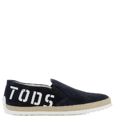 Tod's Rafia Slip-on Sneakers In Dark Blue