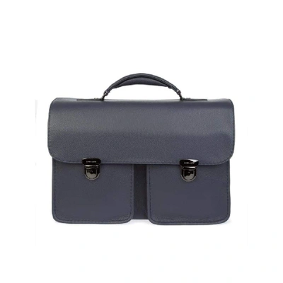Zanellato Grainy Leather Briefcase In Blue