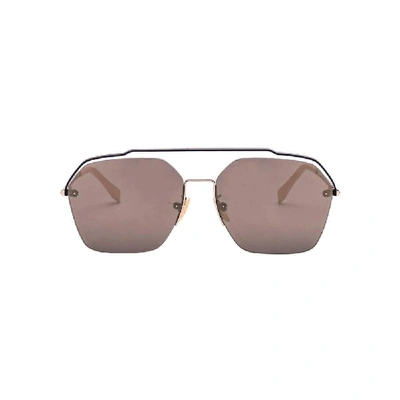 Fendi Men's Brown Metal Sunglasses