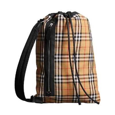 Burberry Vintage Check Canvas Travel Bag In Brown