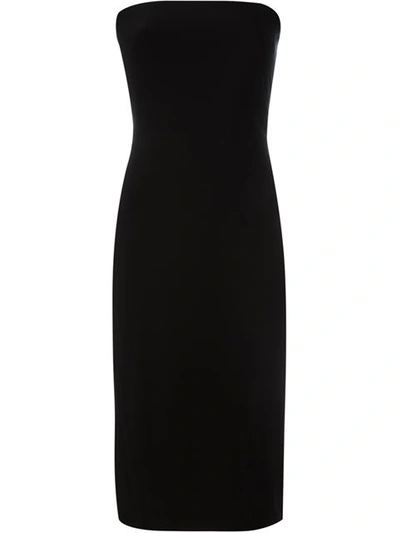 Norma Kamali Strapless Knee-length Fitted Dress In Black
