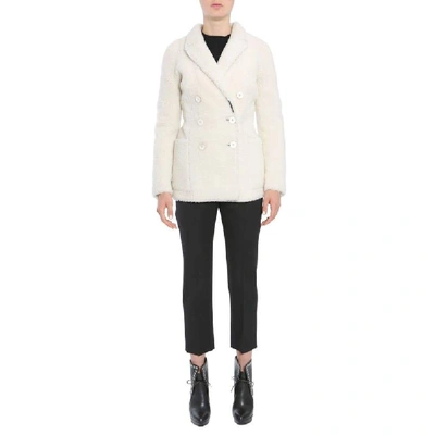Alexander Mcqueen Double Breasted Coat In White