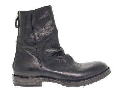 Moma Womens Black Leather Ankle Boots