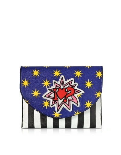 Alessandro Enriquez Miracle Pop Love Leather Clutch In Blue
