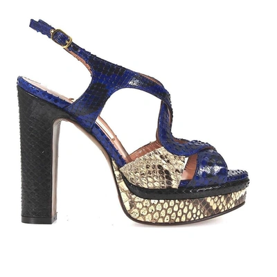 L'autre Chose Tricolor Python Sandal In Blue