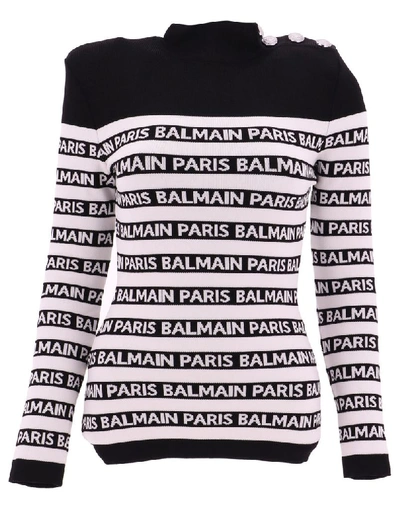 Balmain Paris Jacquard Viscose Yarn Top In White