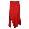 Victoria Beckham Asymmetric Fluted Satin-crepe Midi Skirt In Red