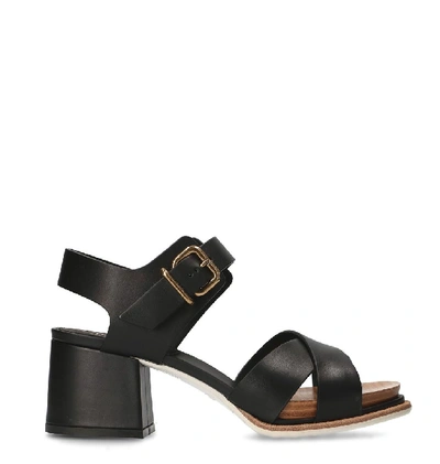 Tod's Smooth Leather Heeled Sandals In Black