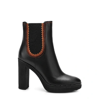 Tod's Leather Platform Ankle Boots In Black