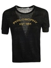 PHILOSOPHY PHILOSOPHY WOMEN'S BLACK LINEN T-SHIRT,A09067010555 42