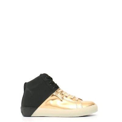 Leather Crown Women's Gold Leather Hi Top Trainers