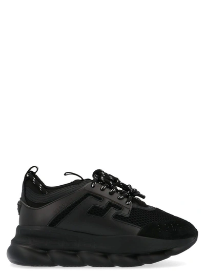 Versace Black Chain Reaction Chunky Faux Leather Sneakers