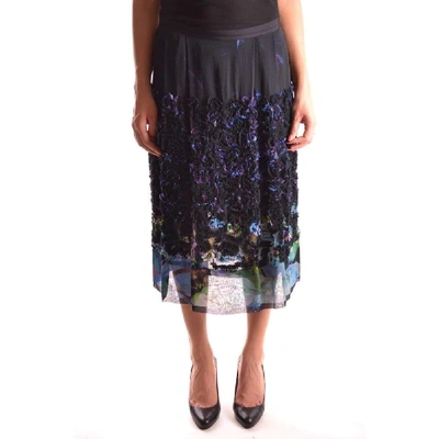 Dries Van Noten Women's Blue Silk Skirt