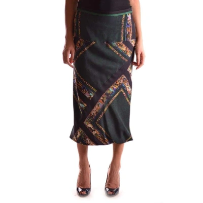 Dries Van Noten Women's Green Silk Skirt